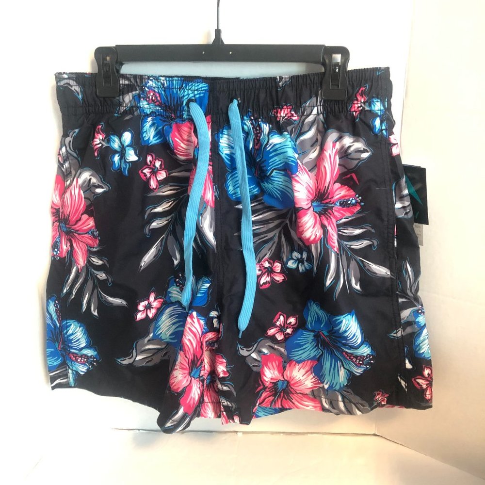 New Swim Trunks Kanu Board Shorts St Lucia Hawaiian Black NWT